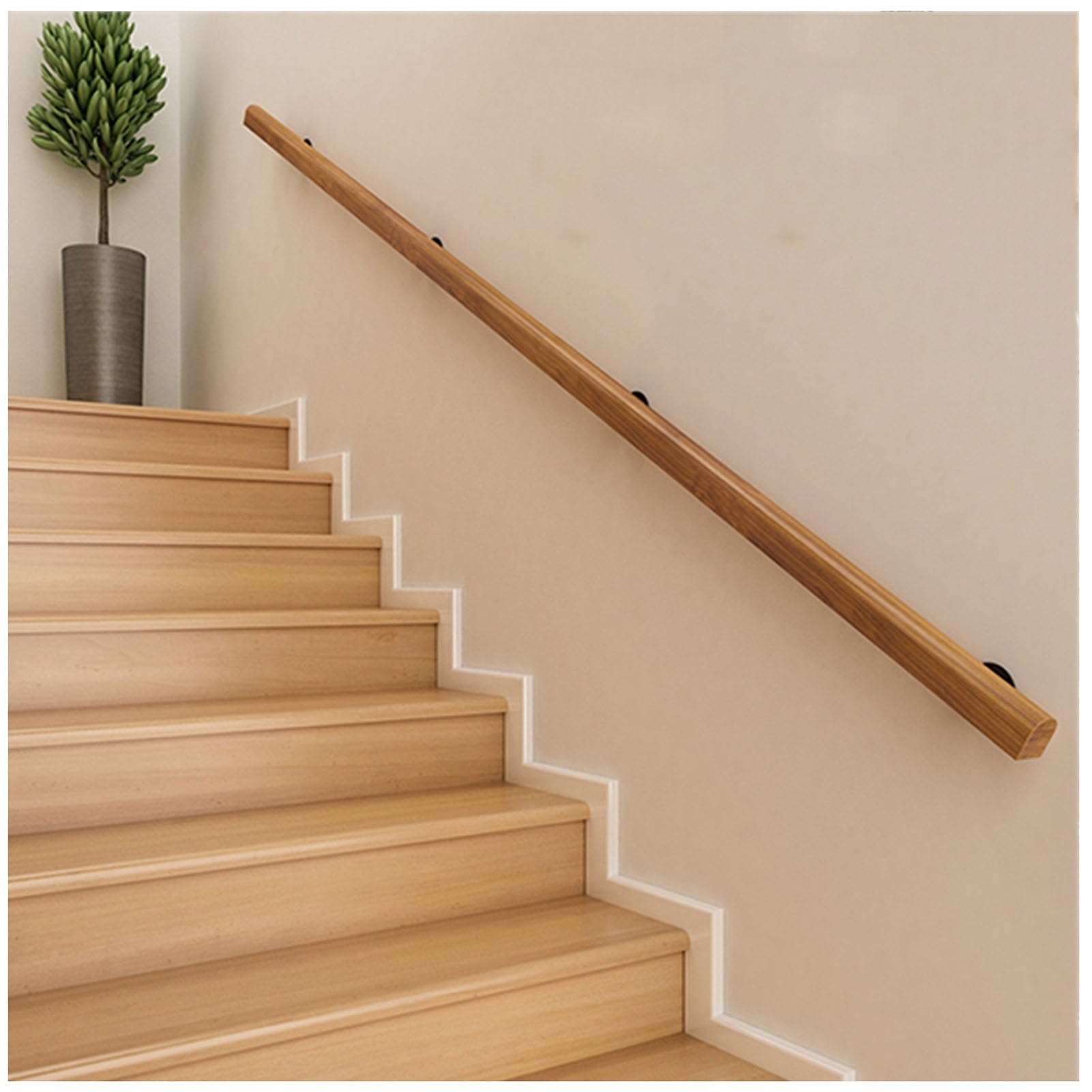 Rampe d'escalier intérieur extérieur bois support mural de sécurité