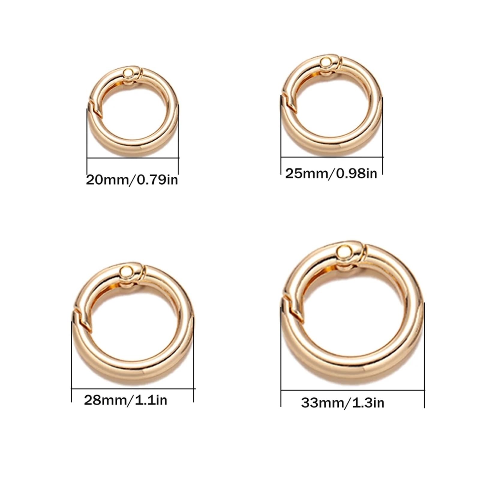 Anillos redondos de resorte metal 30 piezas Gancho presión anillo redondo Llavero circular que se puede abrir Bolsa Ganchos correa Kit costura Correas Bucle(Gray,25mm)