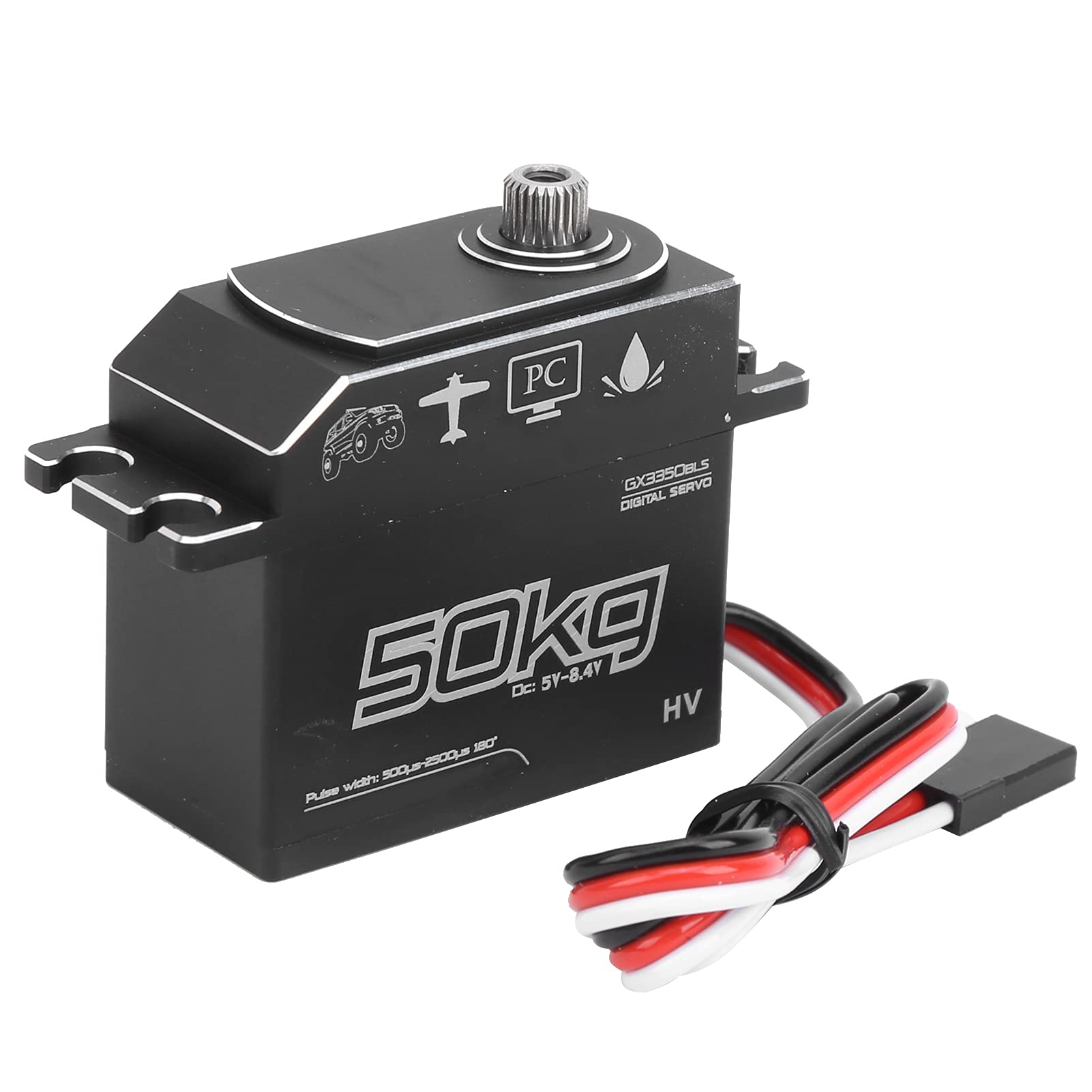 Servo RC Servo 50 Kg, Trasmissione impermeabile in acciaio inox, Servo digitale ad alta coppia per auto da barca 1/10 1/8 RC