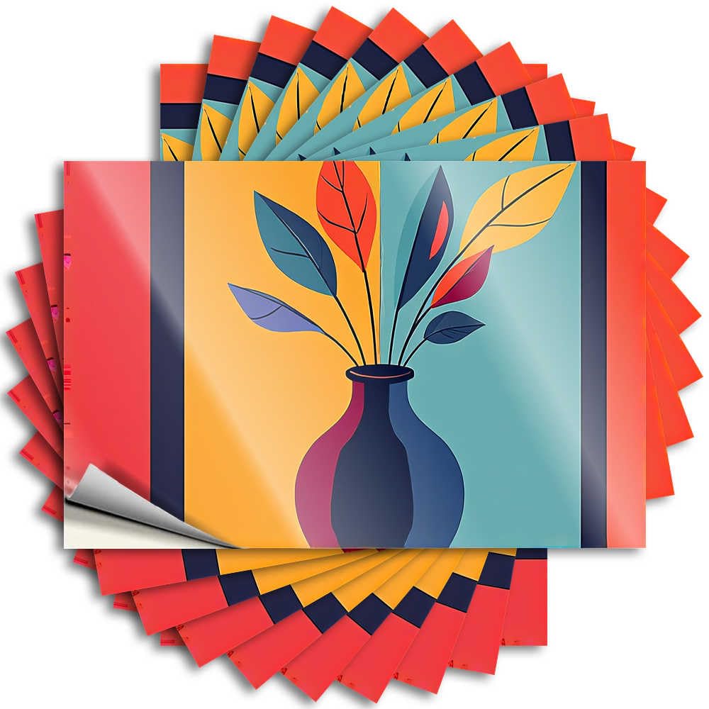 Abipuir Tool Box Stickers Colorful Leaves in A Vase Stickers 10Pcs Inappropriate Stickers Biker Helmet Stickers(12X18CM)