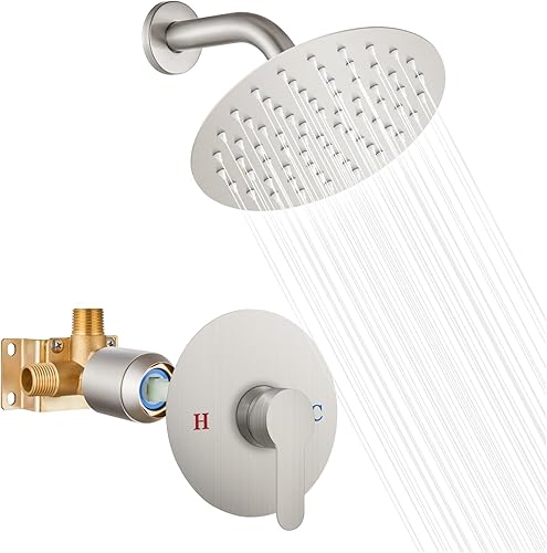 Miniatura 1 de Juego de grifo de ducha de 8 pulgadas, cabezal de ducha y mango redondo, sistema de ducha de acero inoxidable, cabezal de ducha de una sola función,