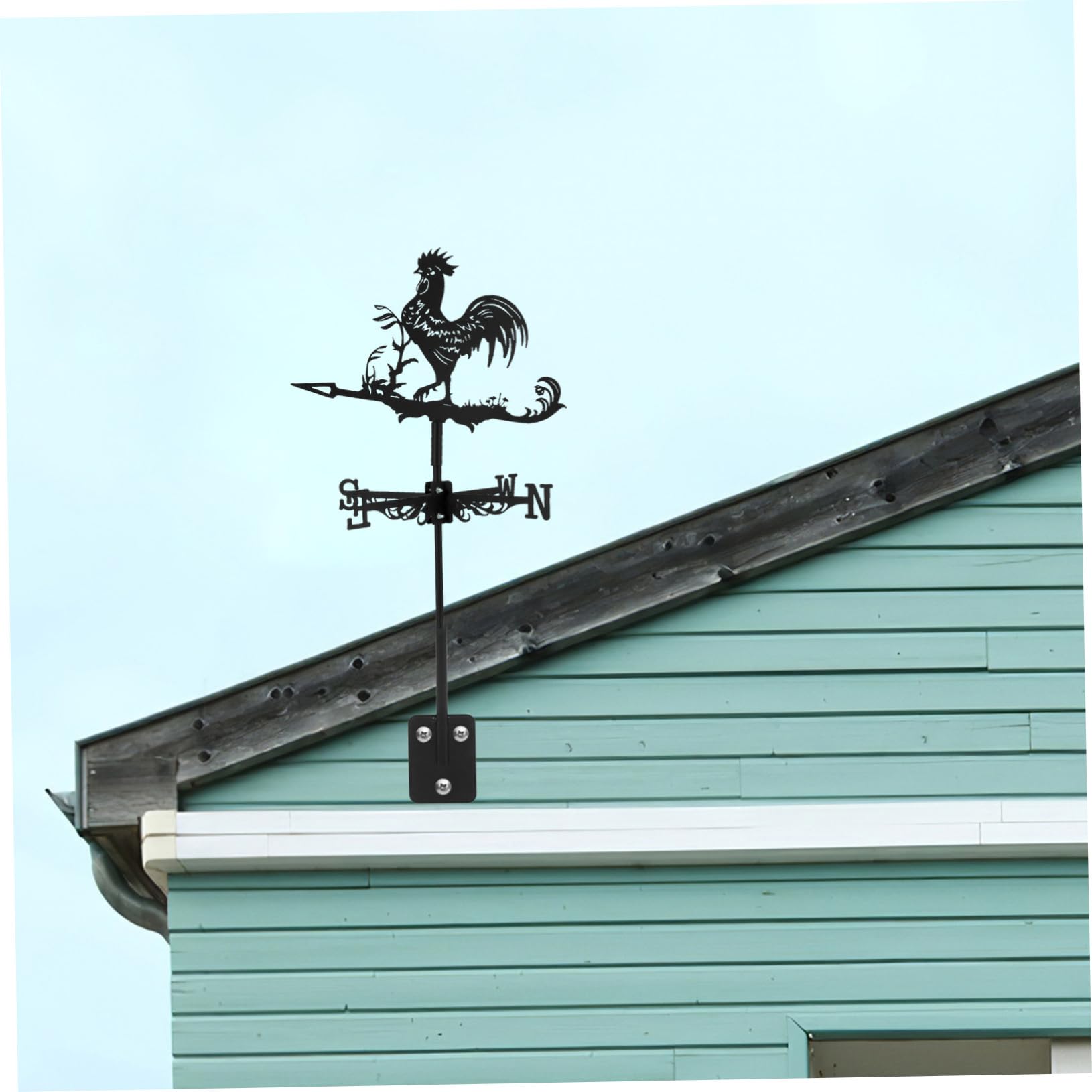 ifundom Retro Wetterfahne aus Eisen mit Windrichtungsanzeiger für Haus und Scheune Leicht zu Montieren Verschleißfest Dekorativer Windmesser Garten Deko Huhn Schwarz