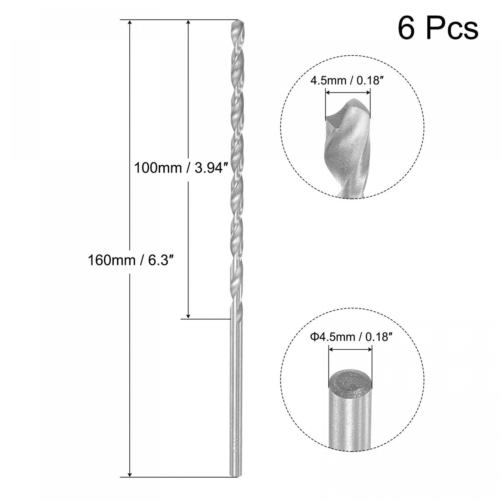 TA-VIGOR 6Pcs 4.5mm Extra Long Twist Drill Bits - Image 2