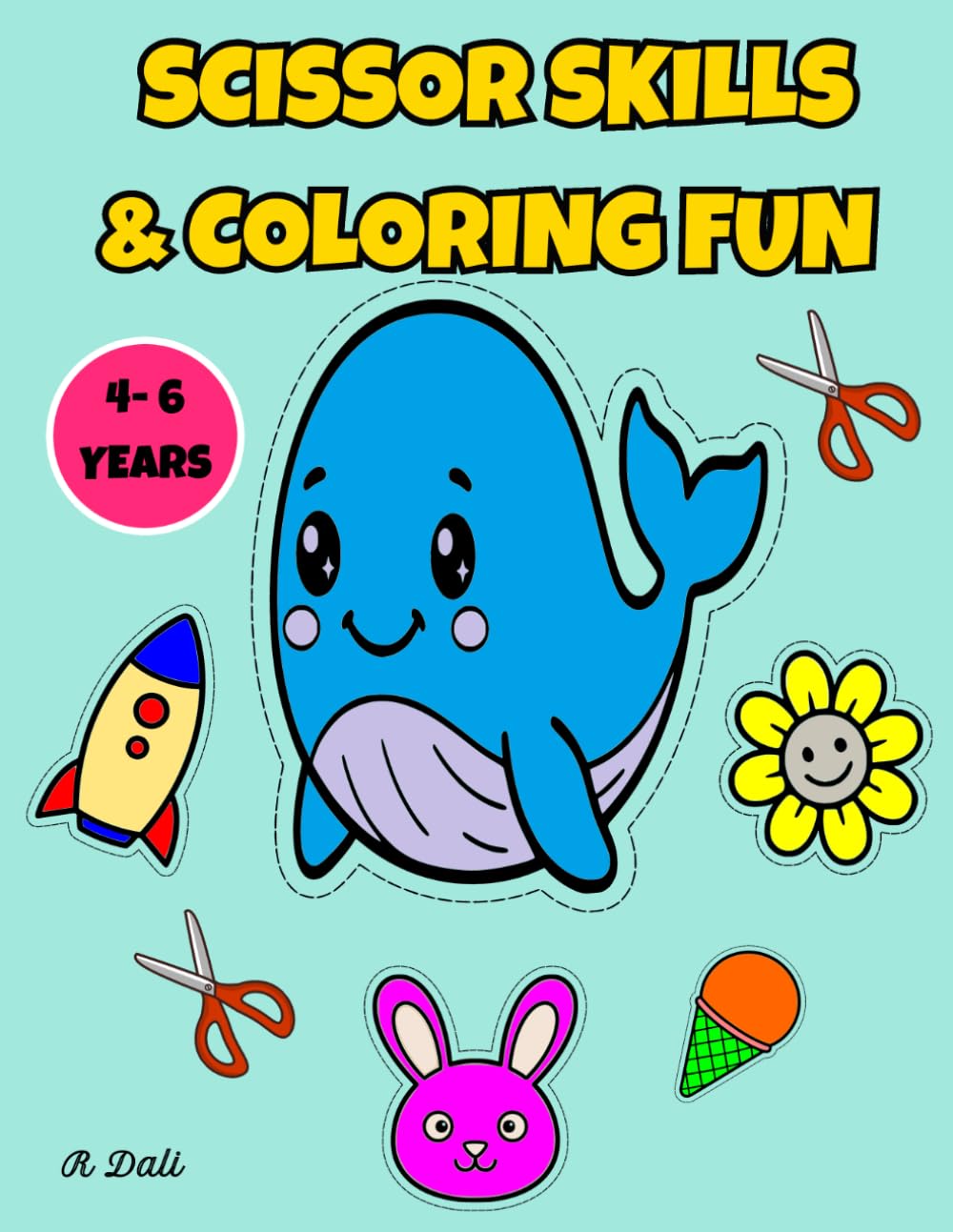 SCISSOR SKILLS & COLORING FUN: Preschool Activity Book with Bold and Easy Kawaii Animals, Shapes, and Alphabet Tracing to Develop Fine Motor Skills
