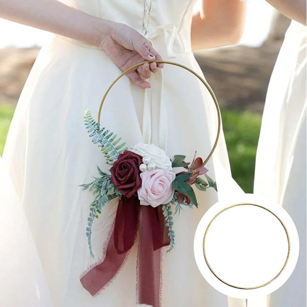 10 Cerchi Metallo Per Ghirlande Fai Da Te - Anelli 20cm Con Gancio E Corda - Foto 9