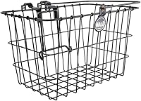 Wald 3133 Quick Release Front Bike Basket with Bolt-On Clamp - 14.5x9.5x9 Black, Ideal for Groceries & Commuting