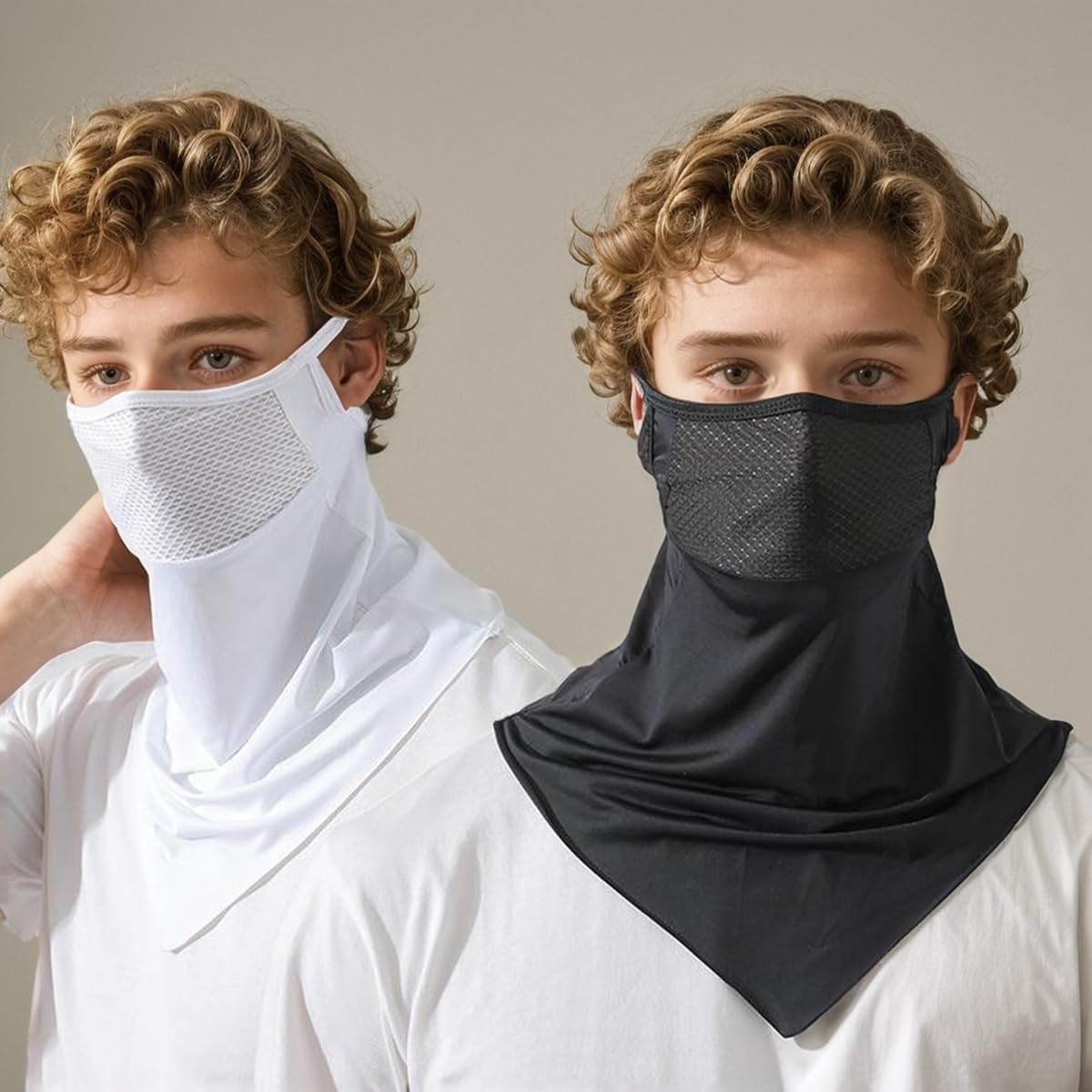 Paquete de 3 máscaras triangulares colgantes para orejas, protección solar de verano, máscara facial de seda de hielo, polaina para el cuello, bandana para exteriores