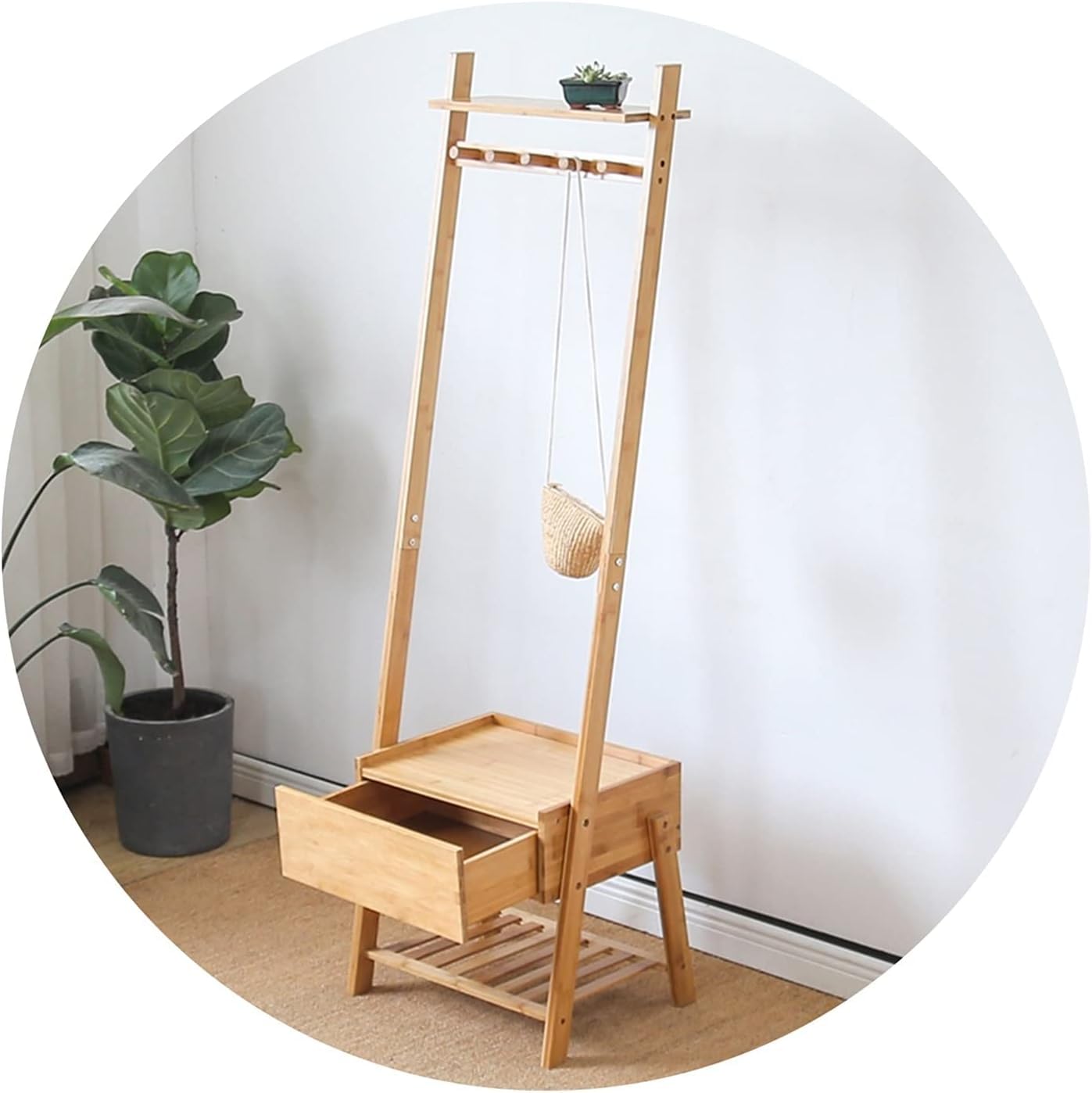 Coat Rack Stand Clothes Rack Stand, Portable Houseware, Items Clothes Handbag Hat Shoe Storage Hanger, Ideal for Hall Bedroom Entryway Office and More