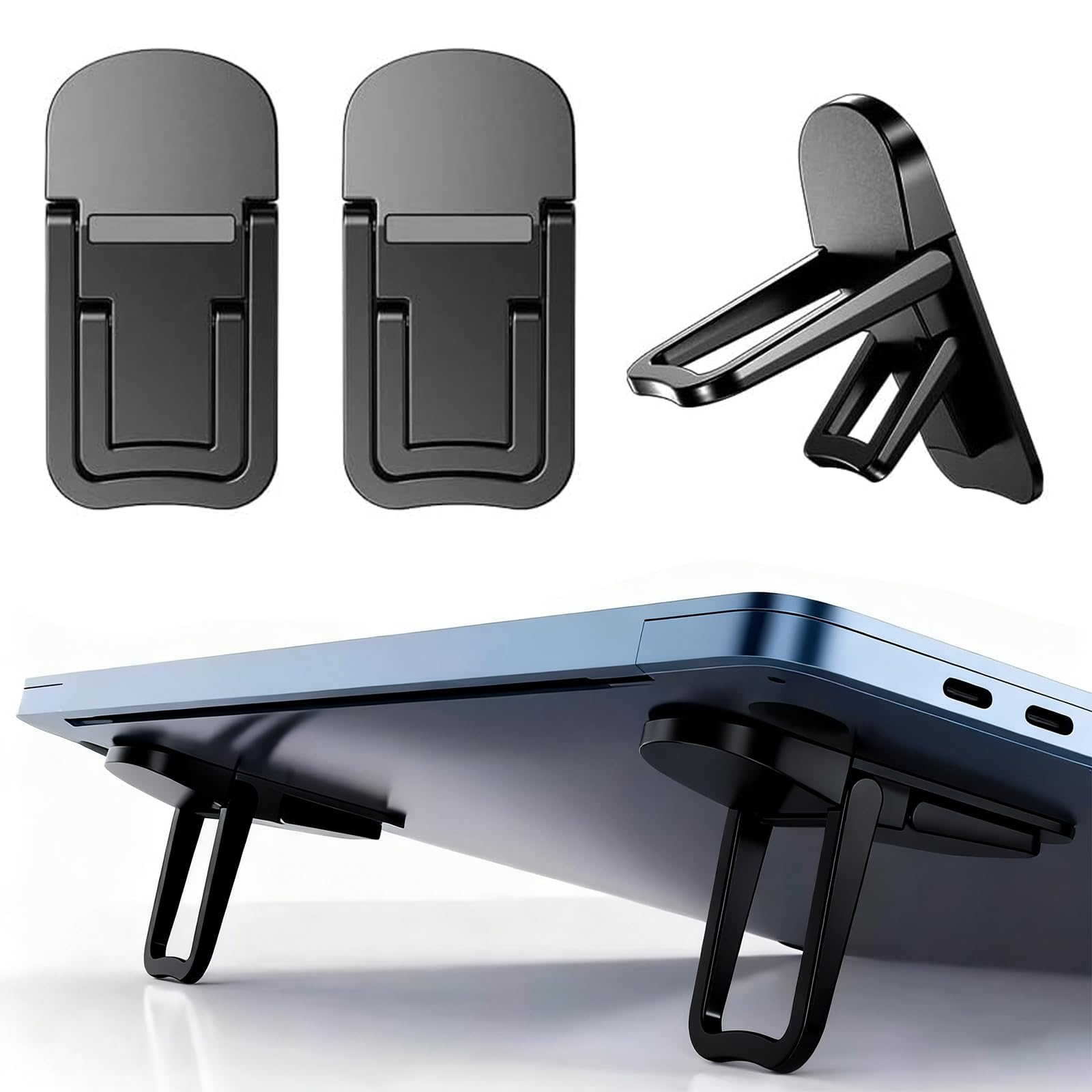 Mini Laptop Stand, Portable Foldable and Lightweight, Ergonomic with Ventilated Cooling, Fits 10-17.3 Inch Laptops and Keyboards, Silver — view 6