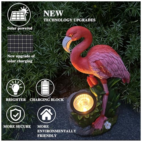 Lckfty Flamingos Statues Garden Decor With Led Solar Lights-Flamingos Figurine Outdoor Statue Decorations For Yard Patio,Porch,Home For Women thumb #2