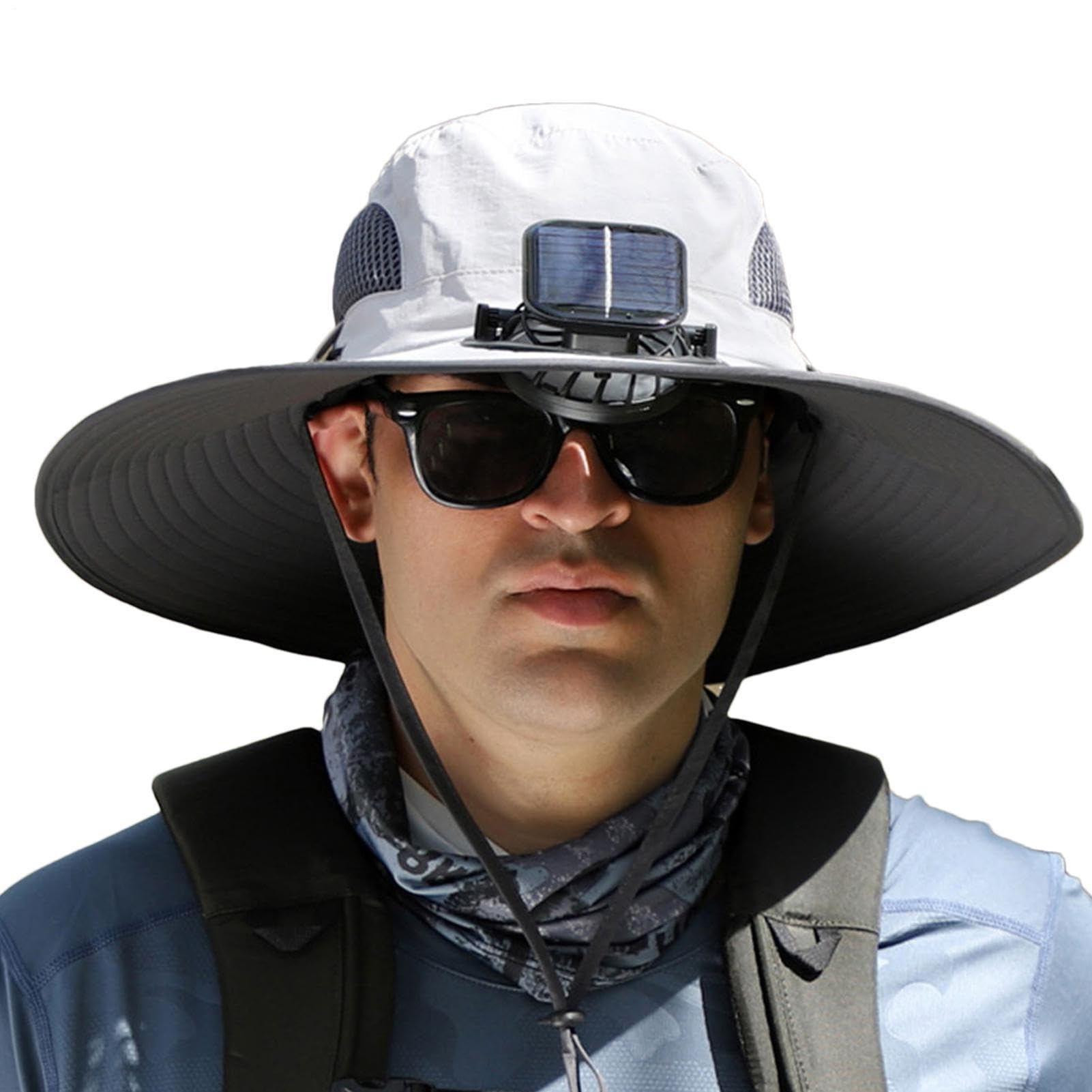 Cappello da sole con ventilatore solare, cappello a tesa larga | Ventilatore solare per esterni, cappello da pesca per viaggi all'aperto, campeggio, alpinismo, giardinaggio, golf