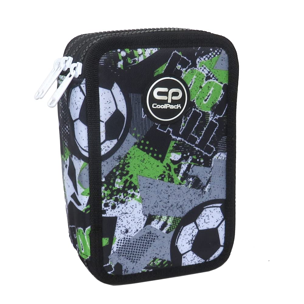 Coolpack XXL 3-Compartment Football Pencil Case for Boys 44 Pieces 3 Tier Grey, Gray, 19.5 cm x 12.5 cm x 6.5 cm - Image 2