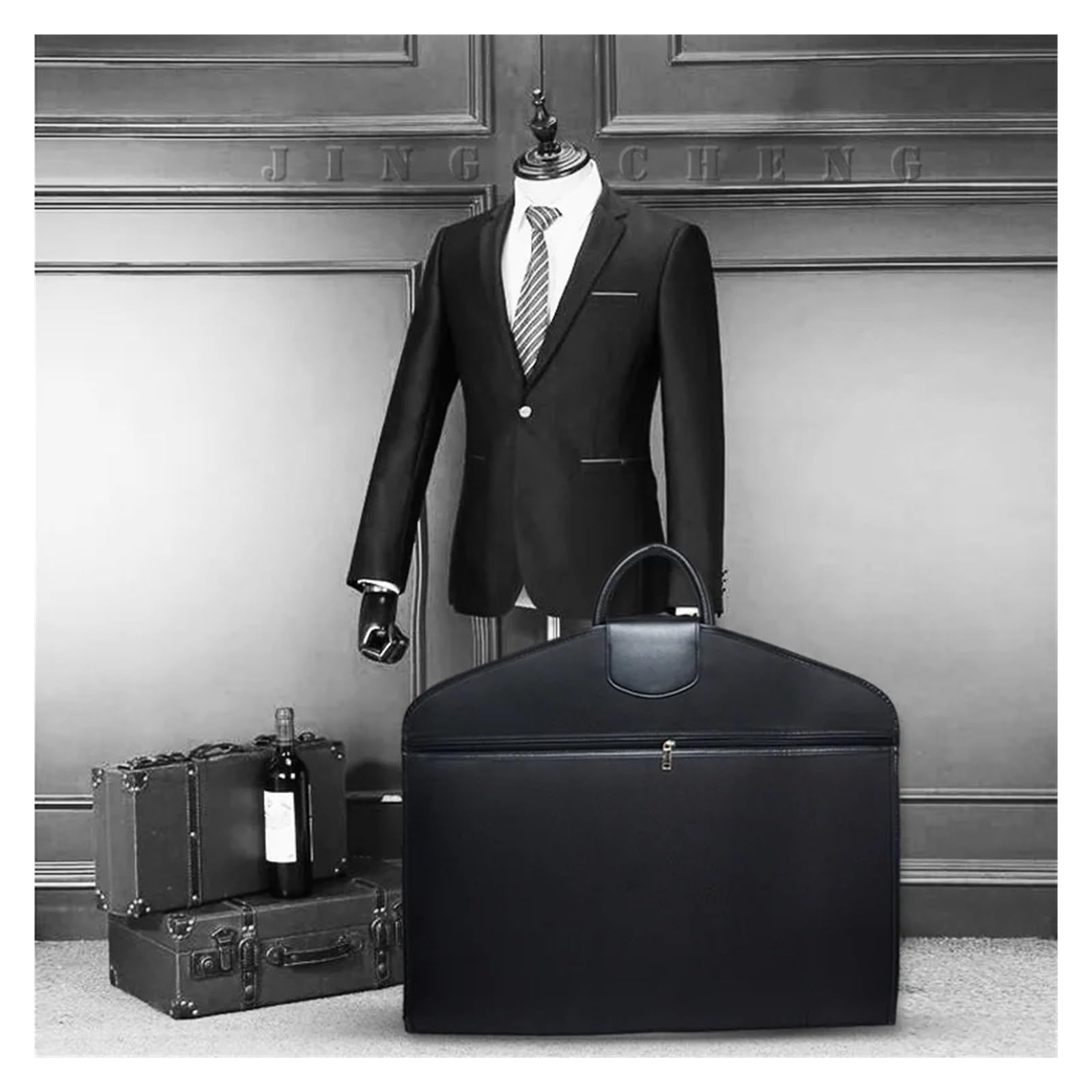 Anzugtasche Herren Oxford-Stoff-Anzughülle, Handtaschen-Aufbewahrungstasche, Schwarze Verbund-Anti-Falten-Anzugtasche For Herren, Kleidersack For(Black)
