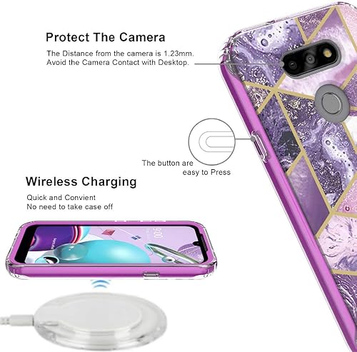 Miniatura 5 de Jeylly Funda para LG K31 con protector de pantalla, LG AristoAristo5+Phoenix 5K8XK300, funda protectora híbrida de goma de silicona suave delgada y