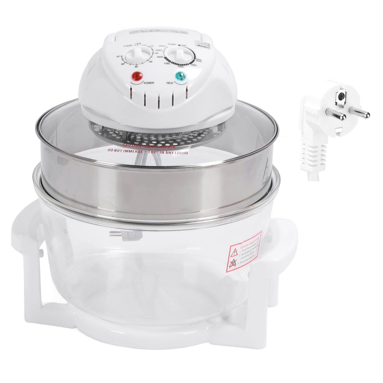 Freidora de Cristal Visible 1200-1400 W 17 L Freidora de Gran Capacidad 65-250 ℃ para Verduras (Enchufe europeo 220V)