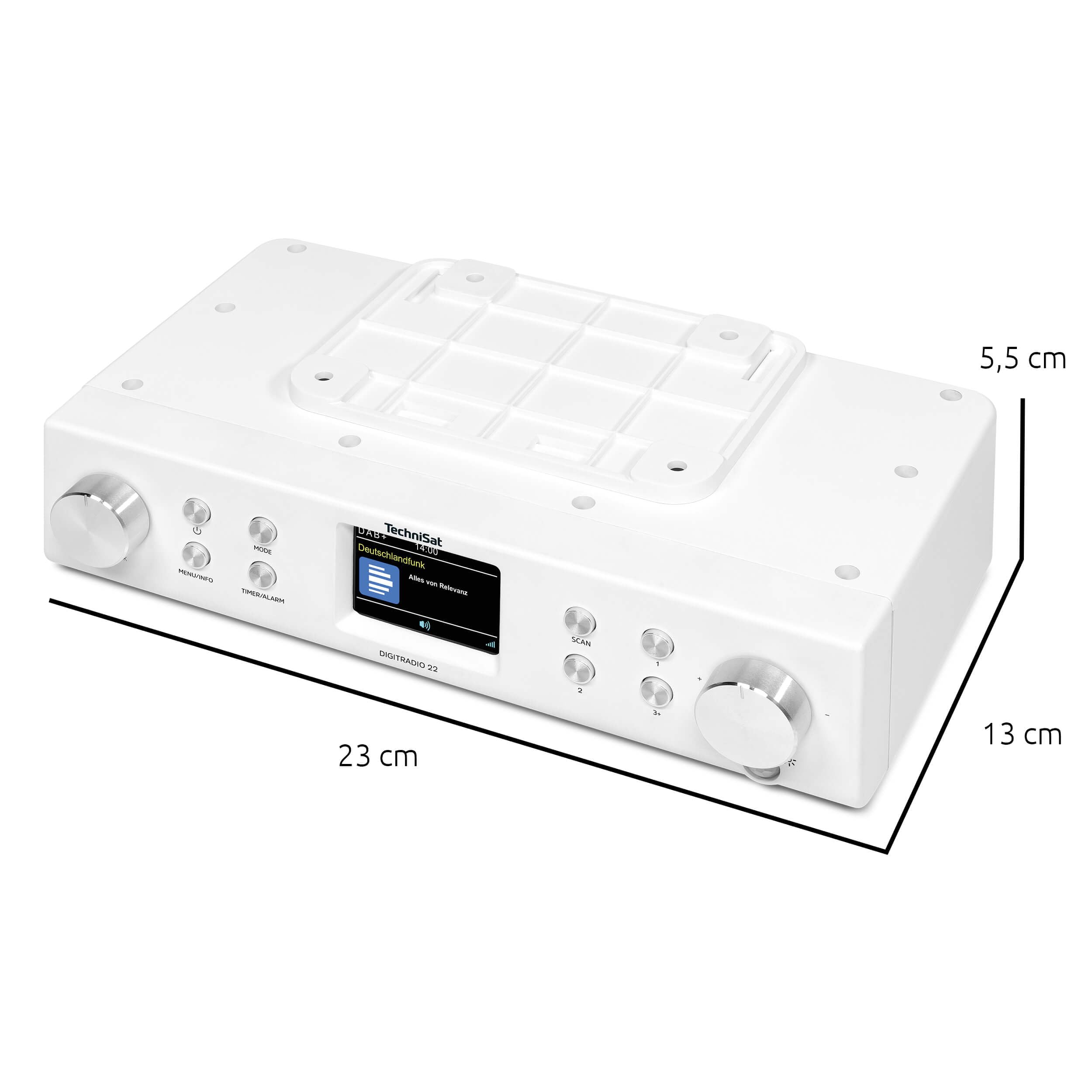 TechniSat DIGITRADIO 22 - Küchenradio mit Bewegungssensor (Unterbauradio inkl. Montageplatte, DAB+, UKW, 2" Farbdisplay, LED-Licht, Favoritenspeicher, Wecker, 2 Watt) weiß