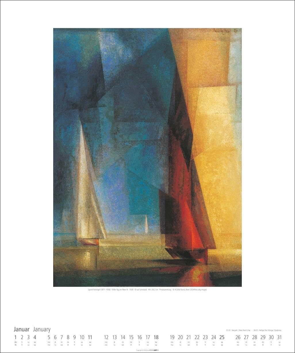 Lyonel Feininger Kalender 2026: Kubismus und Expressionismus in einem Kunstkalender im Großformat. Jahres-Wandkalender 2026, Format 46 x 55 cm.