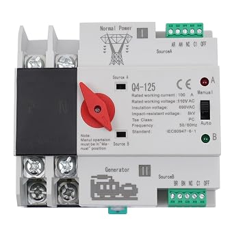 2P 100A Dual Power Automatic Transfer Switch AC 110V ATS PC Level Manual Changeover Generator Transfer Switch Tool 50HZ/60HZ
