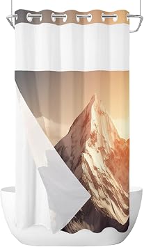 Mountains Natural Landscape Alps No Hook Shower Curtain with Snap in Liner Decor Bath Curtain with See Through Top Window for Bathroom, Waterproof & Double Layer 36" W x78 L - Small Stall