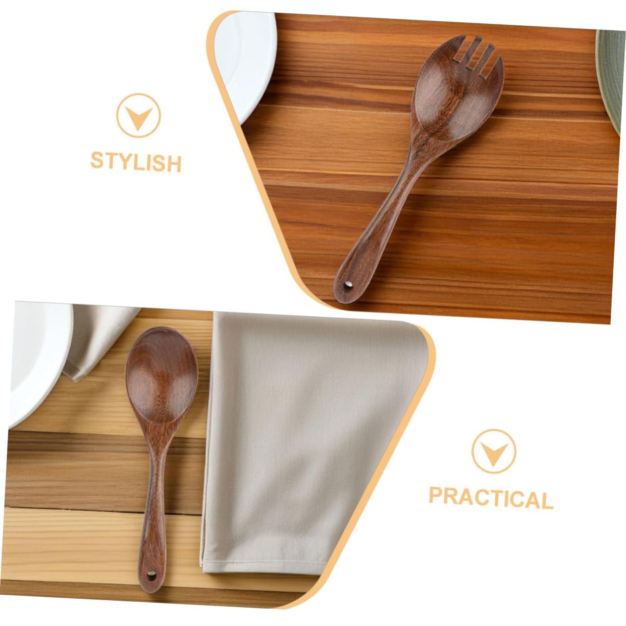 LIFKOME Holzlöffel Und Gabel Zum Servieren Salatbesteck Aus Holz Salatlöffel Holzgabeln Küchen-kochutensilien Mischen Und Kochen Haushaltswaren Wohnaccessoires