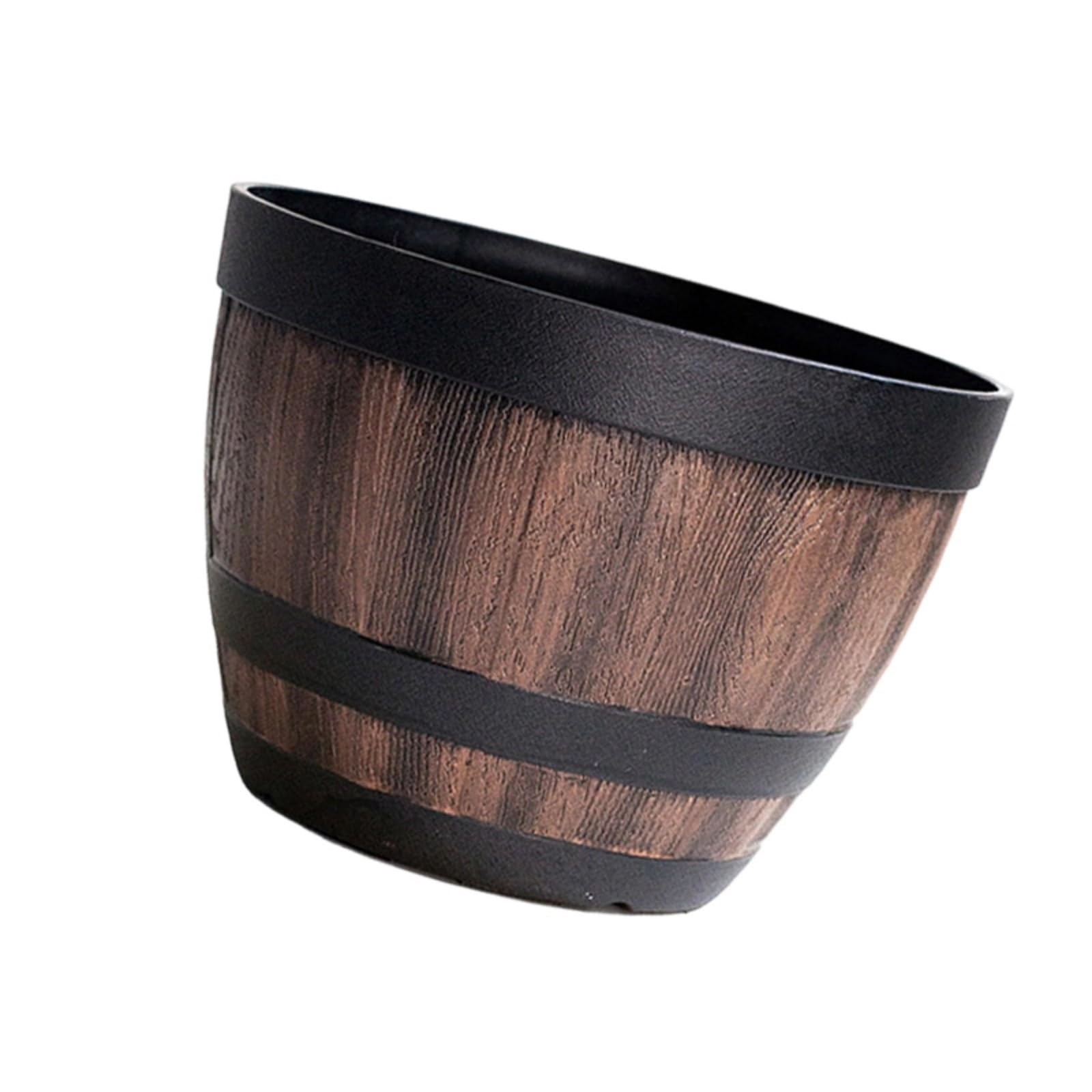 Msioytog Bucket Planter Outdoor Large Brown Bucket Planter Decorative Thick Resin Garden for Indoor Outdoor Resin Plant Container