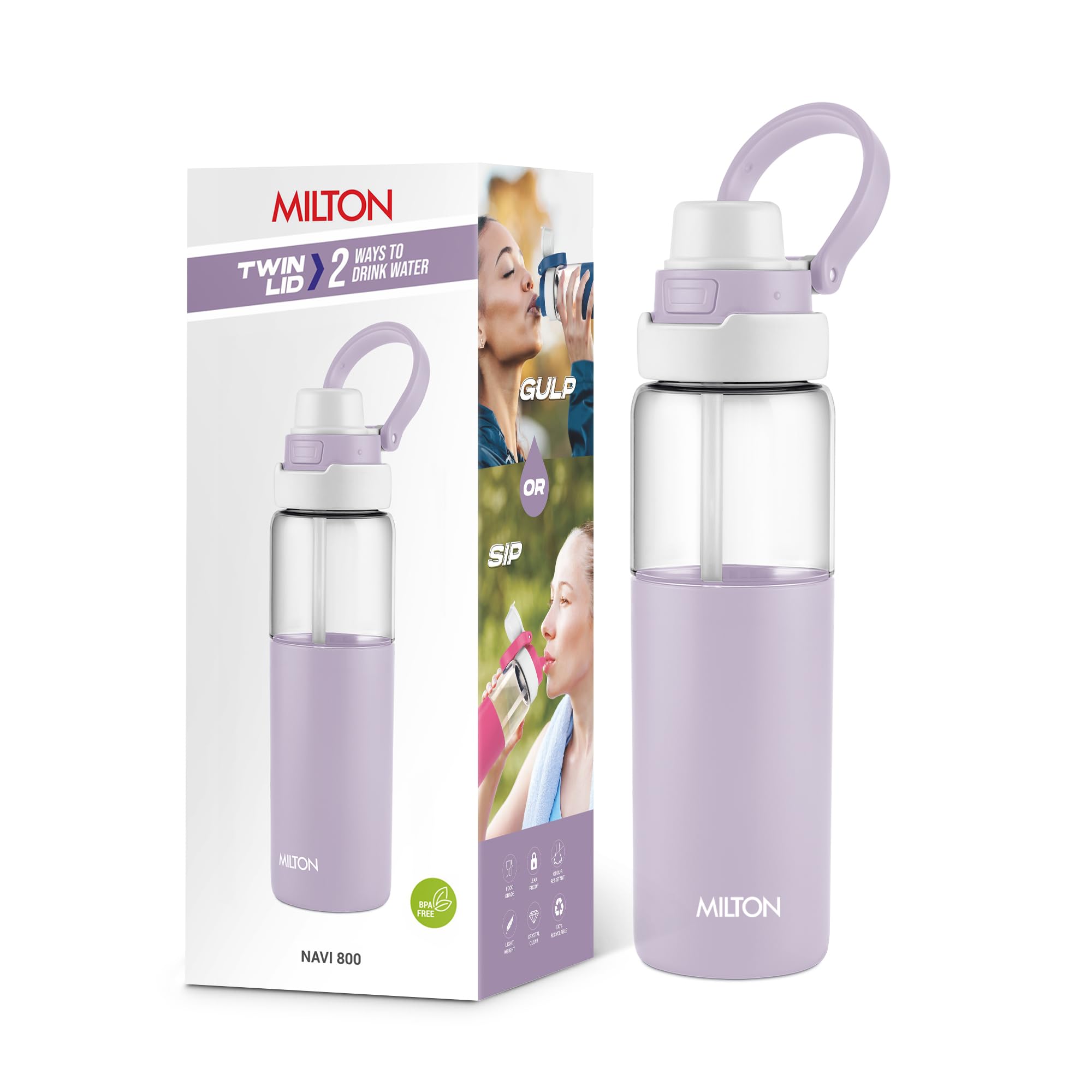 MILTON Navi 800 2-in-1 Lid Sip or Gulp Water Bottle 800 ml | Sturdy Handle I BPA Free| Food-Grade | One-Touch Open | Leak-Proof | Ideal for Office, School, College, Gym, Violet-picture-10