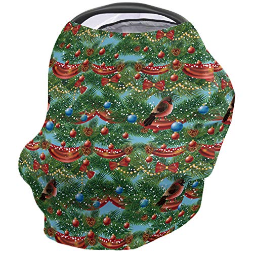 Nursing Covers for Breastfeeding Baby Stroller and Car Seat Combo Christmas Timbo and Bowknot Bird Design Carseat Canopy Baby Cart High Chair Infinity Scarf