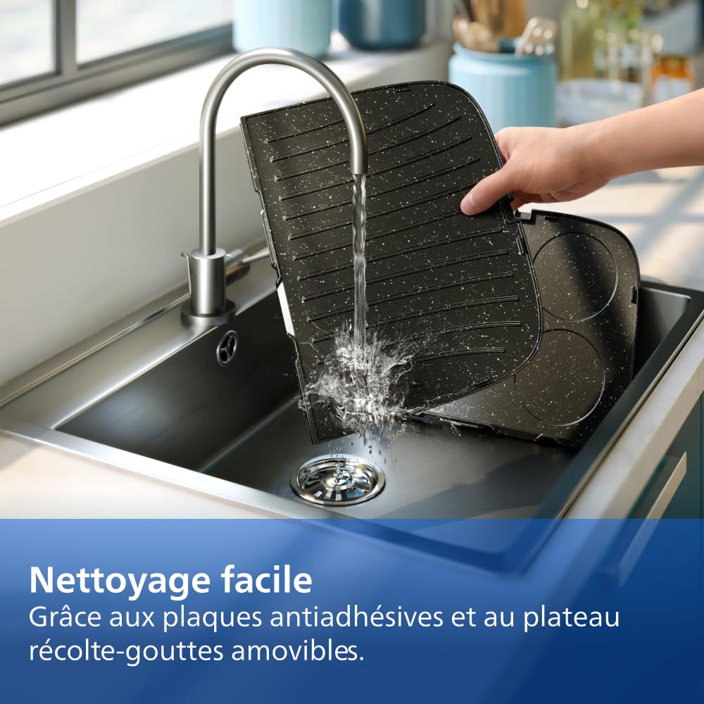 Philips Grill Électrique & Plancha 5000, Température réglable, 2400W, Métal