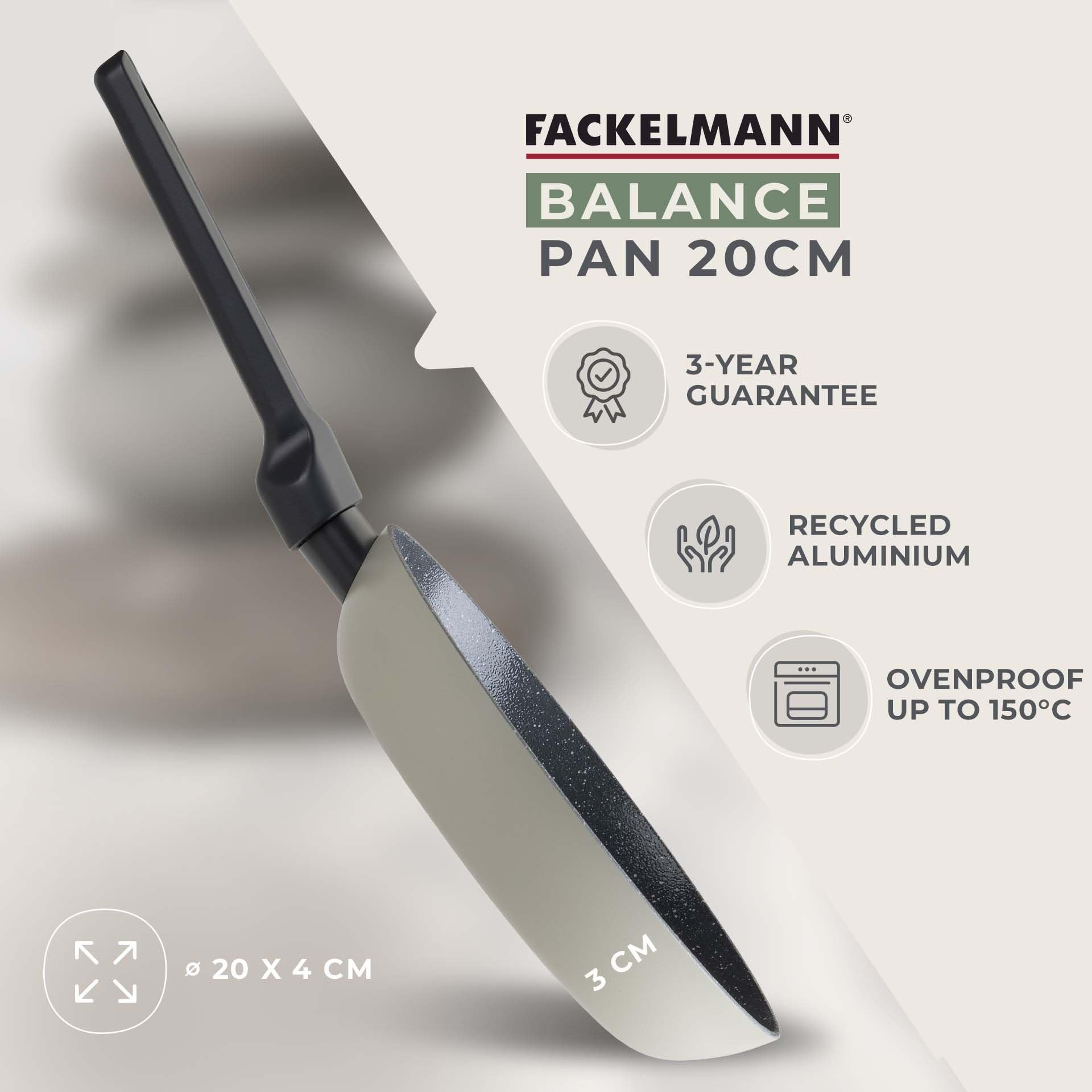 Fackelmann Balance 20cm Frying Pan, Recycled Aluminium, Non-Toxic Non-Stick PFAS Free Ceramic Coating - Image 3