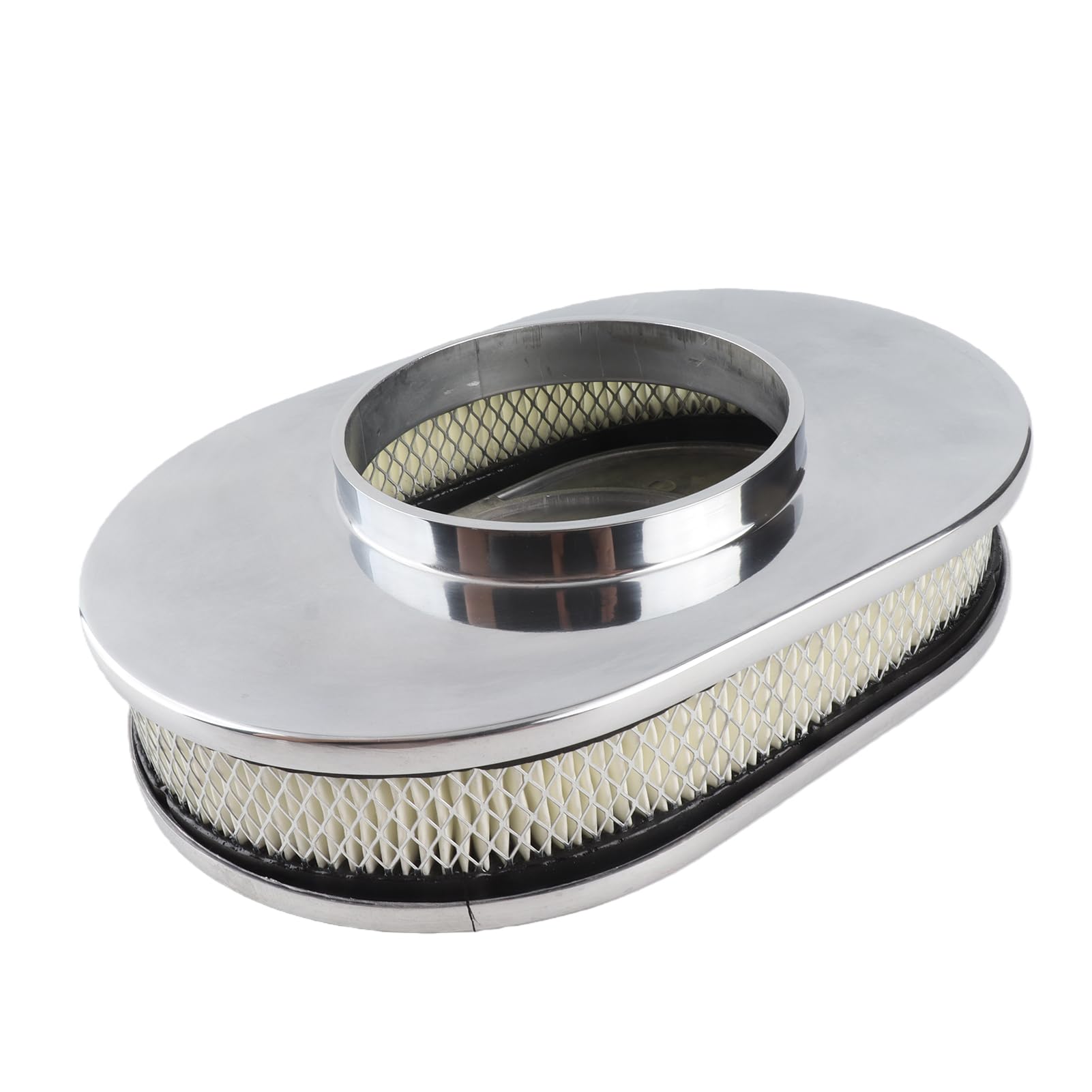 Filtros de Aire para Motor de Aire de Coche, Montaje de Filtro de Aire Lavable y Reutilizable de 12 Pulgadas, Repuesto de Estilo Ovalado de Aleación de Aluminio para Hot Rod