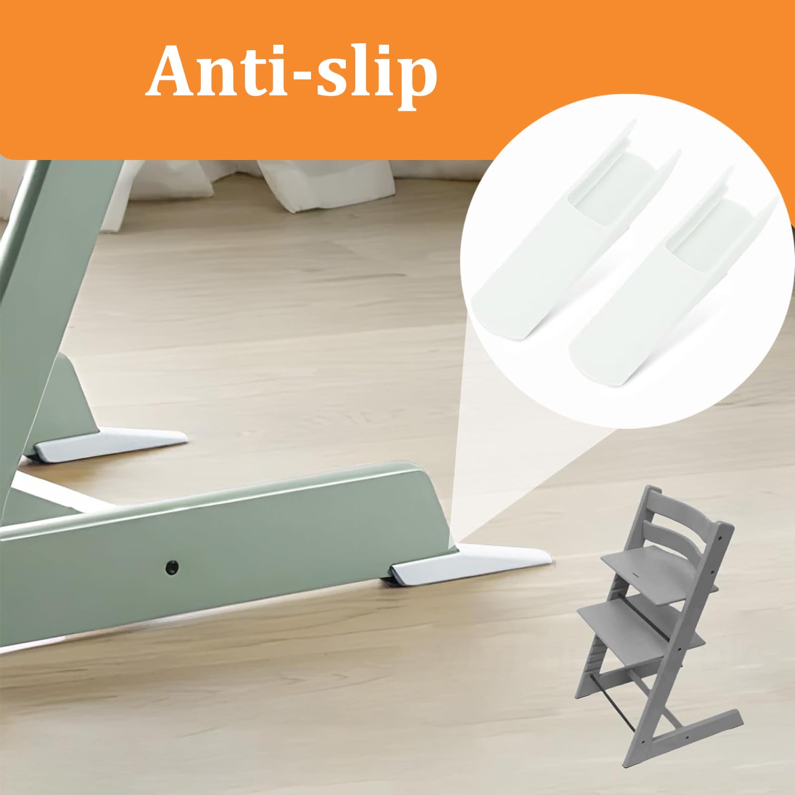 2 Pieces Tilt Protection for Stokke Tripp Trapp High Chair Feet for Tripp Non-Slip Floor Protection for Most Infants and Toddlers High Chairs (White) Baby Products