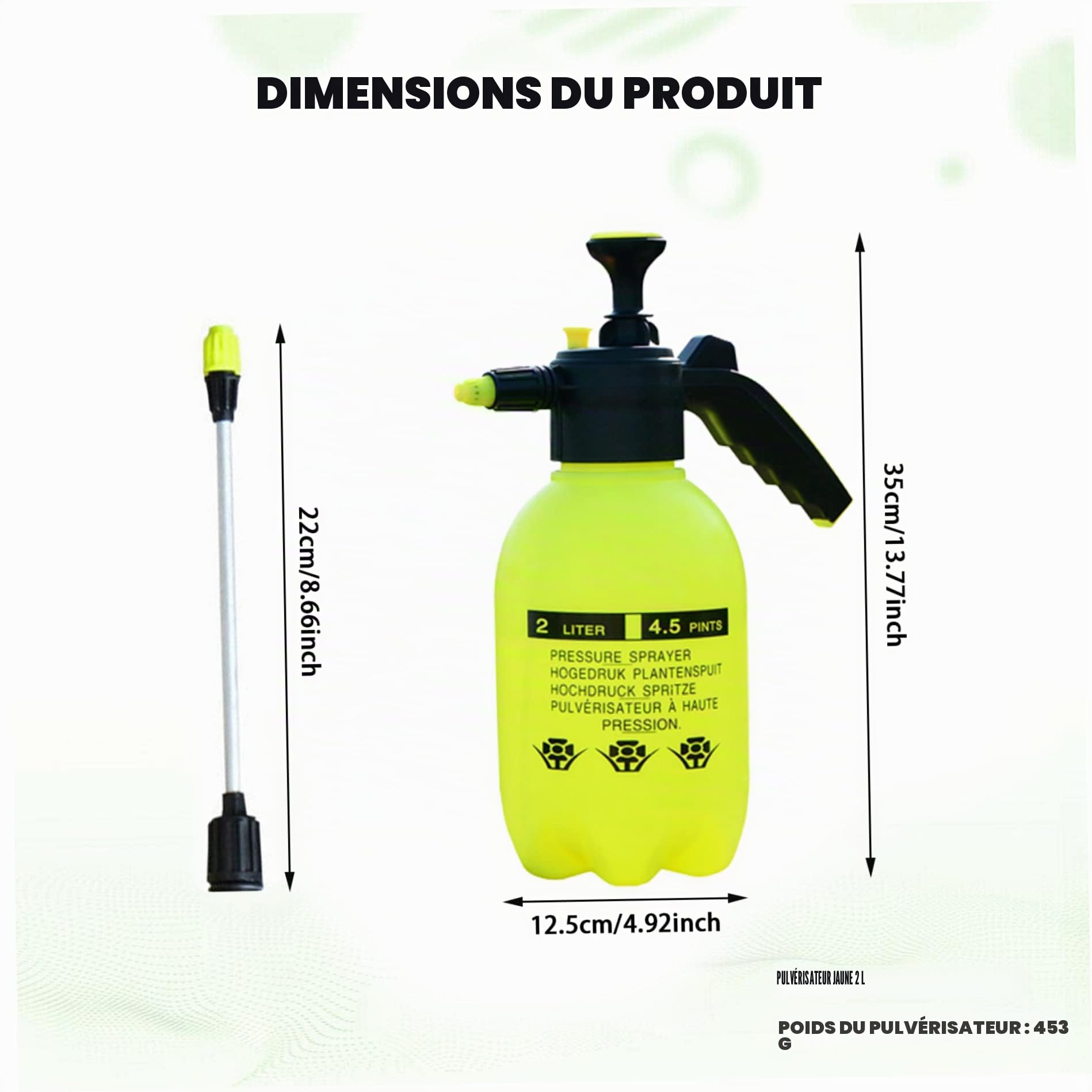 Vidage pulvérisateur de pression du jardin, bouteilles de pulvérisation 2L, flacon pulvérisateur de jardinage, monsieur à la main, pulvérisateur de pression d'action, pulvérisateur pour tueur de mauv