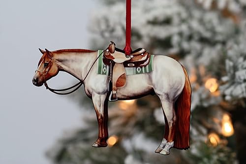 Miniatura 2 de Western Quarter Horse Christmas Ornament Decoration Gift for Horse Woman (Red Roan)