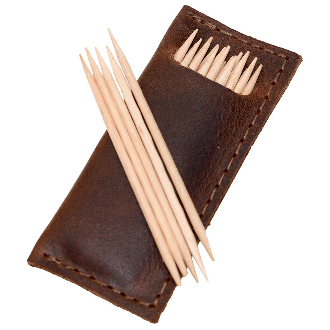 Hide & DrinkSet of 4 Tooth Pick Cases, Cooking Accessories, Full Grain Leather, Handmade, Bourbon Brown