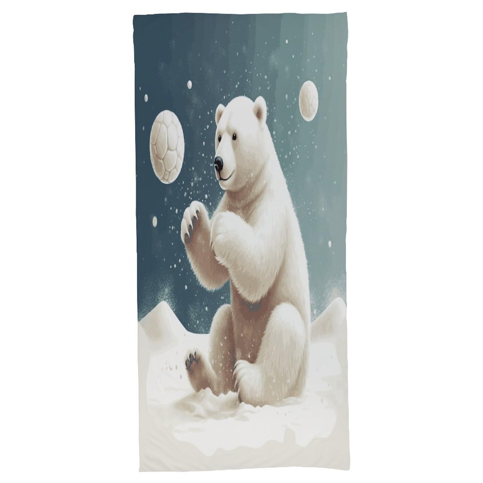 Fekiloot Men's Style Funny Polar Bear Playing Snowball Bath Towel Highly Absorbent,Beach Towels For Wo,Pool Towel Bathroom Essential For Beach,Gym,Travel, Camp