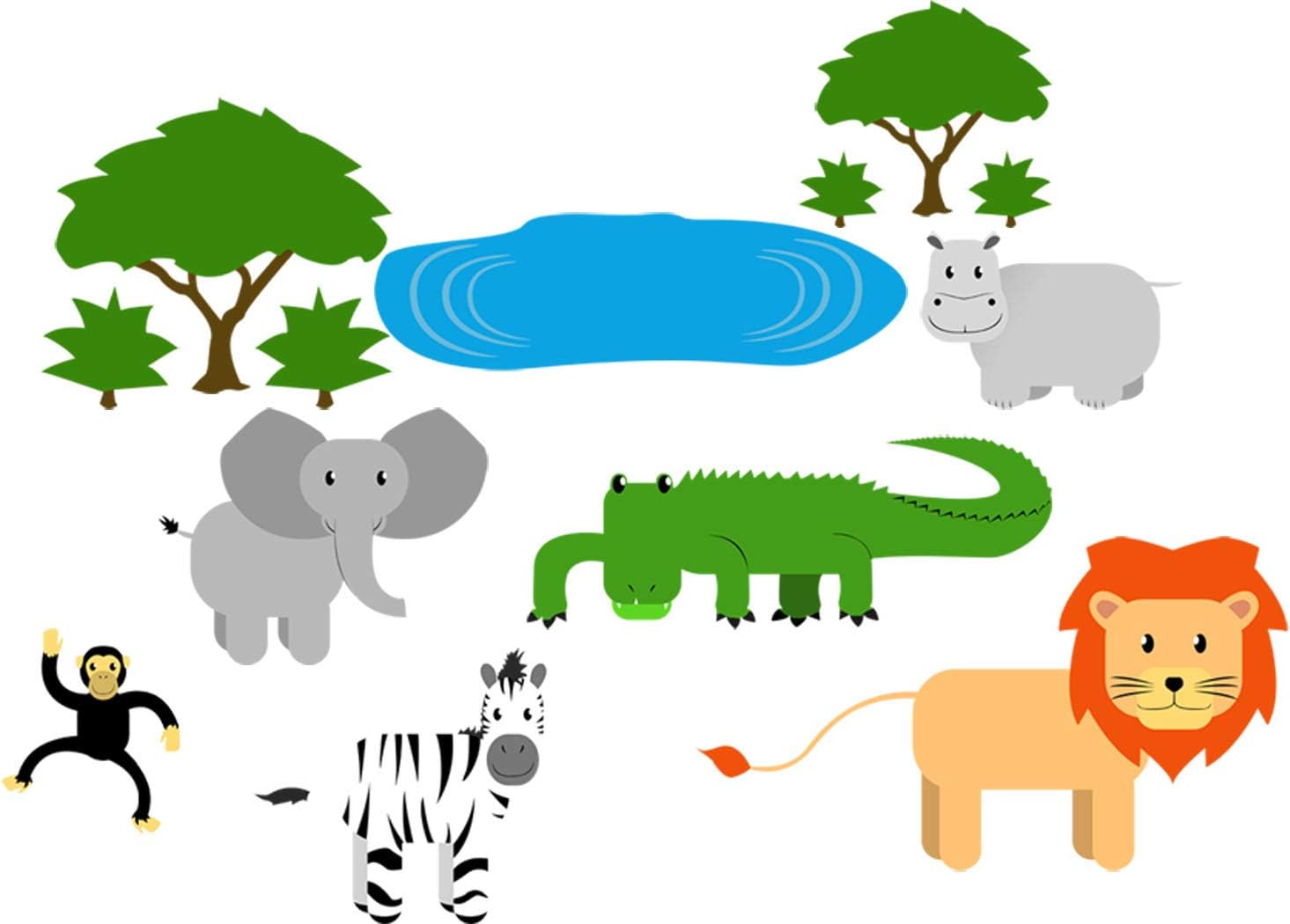 VWAQ Safari Nursery Wall Decals Animals Jungle Wall Stickers for Kids Playroom