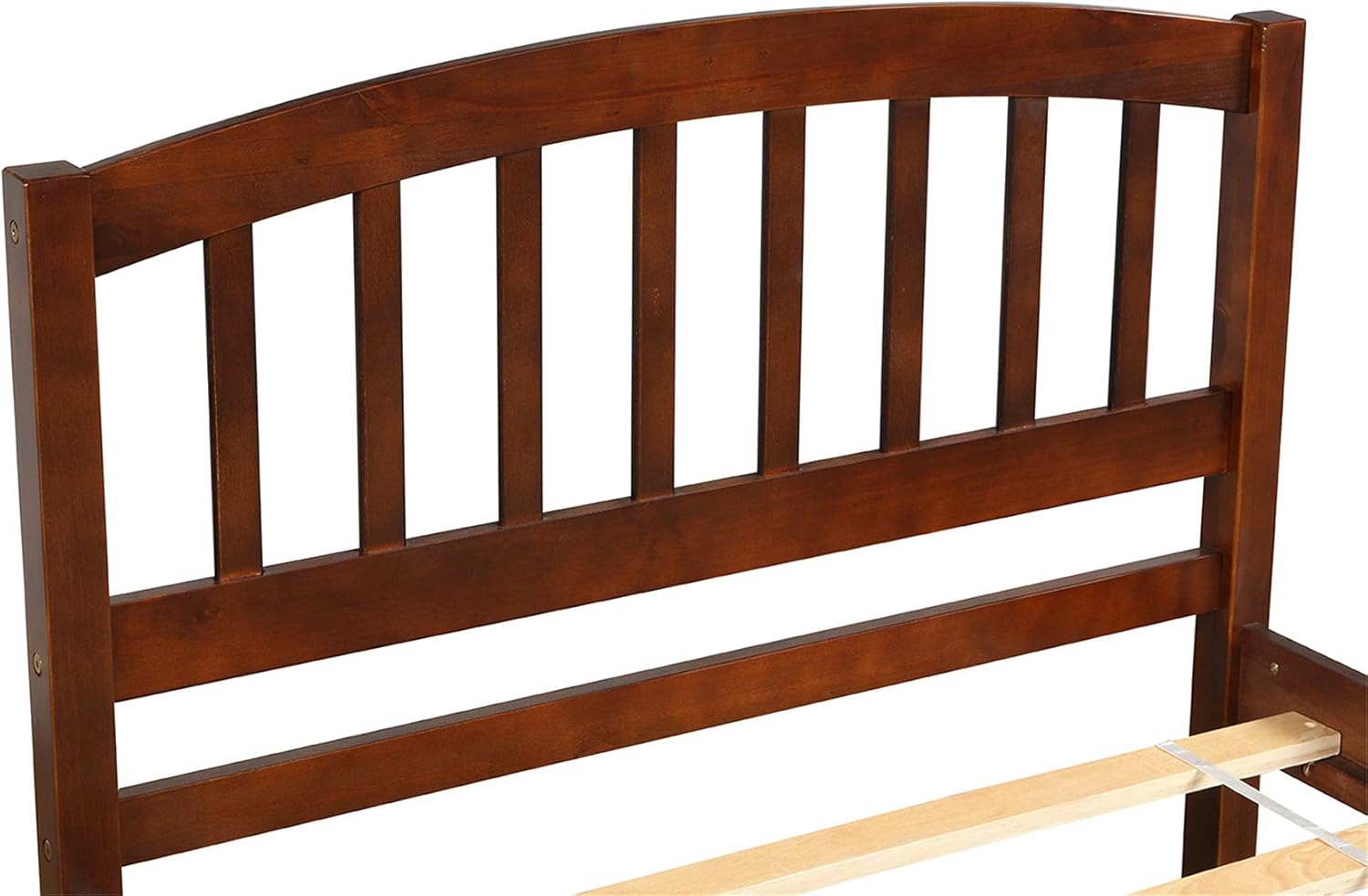 Bellemave Twin Platform Bed Frame with Headboard, Solid Wood Platform Bed with Trundle Bed Frame Roll Out, Walnut