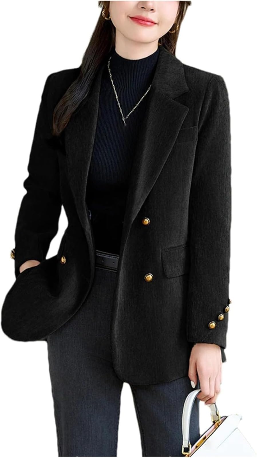 Blazer Clásico De Moda Vintage con Solapa Y Doble Botonadura para Mujer Elegante Informal De Negocios Oficina Chaqueta De Primavera Y Otoño