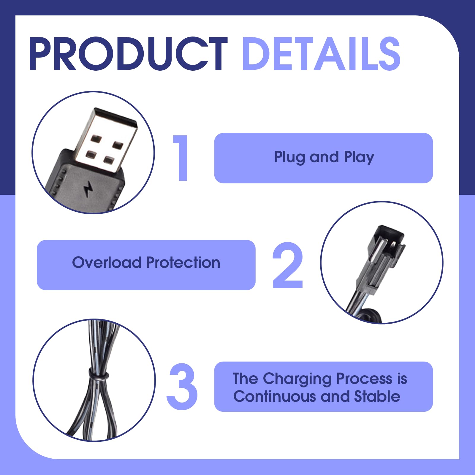 2 szt. Kabel USB do ładowania, akumulator litowo-jonowy 3,7 V z kablem ładującym USB Złącze SM 2P Wskaźnik LED do zabawek RC Samochodów Ciężarowych Drony Łodzie i samolotów Zdalnie sterowanych łodzi