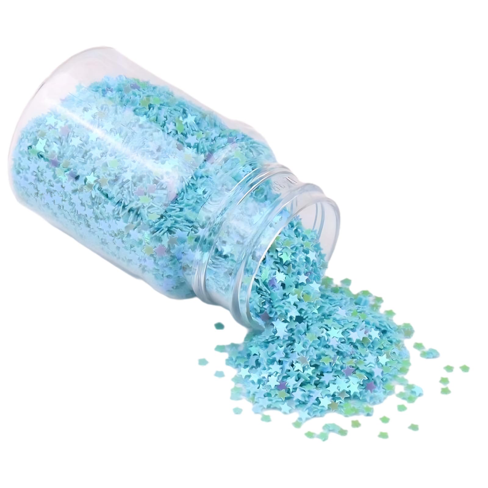 1 Bottle 3MM Holographic Star Sequins Glitter Star Confetti Iridescent Table Sequins for Nail Art Decoration, Scrapbooking, Blue