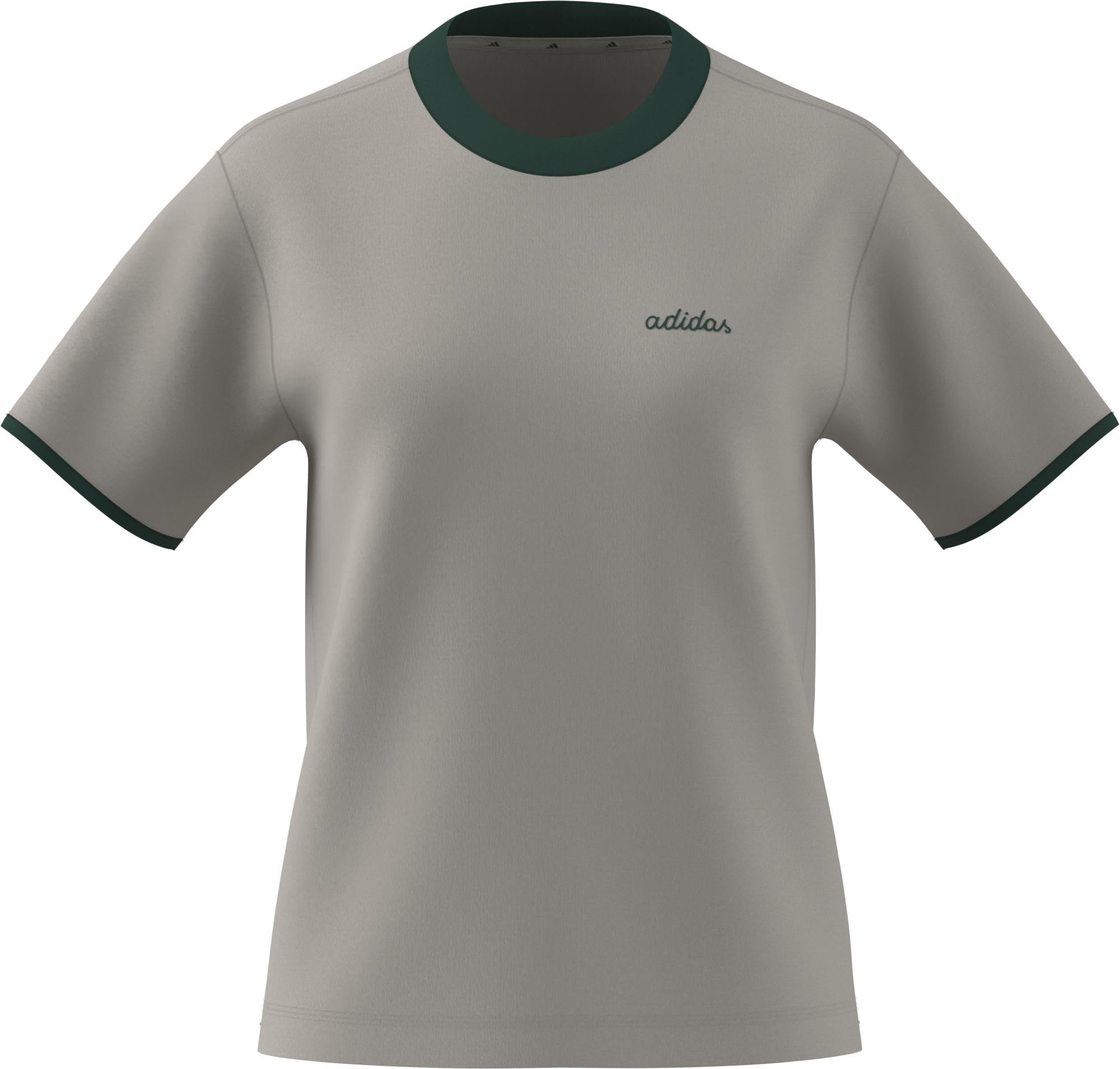 adidas Women's Seasonal Essentials Colorpop T-Shirt with Embroidered Graphic, Wonder Alumina/Collegiate Green, XS