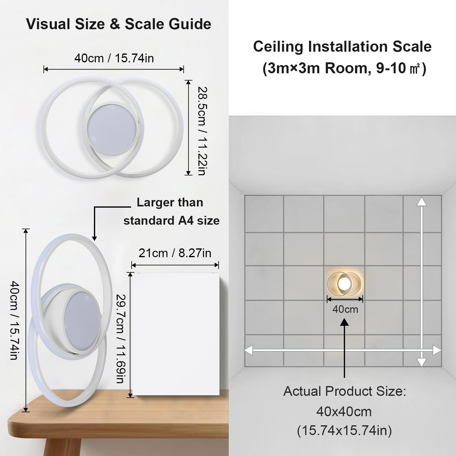 Comely LED Deckenleuchte Modern 42W, 4800LM, 3000K Warmweiß, Rundes Design Ø 40cm – Energieeffiziente Deckenlampe für Schlafzimmer, Badezimmer, Küche, Wohnzimmer & Balkon in Weiß