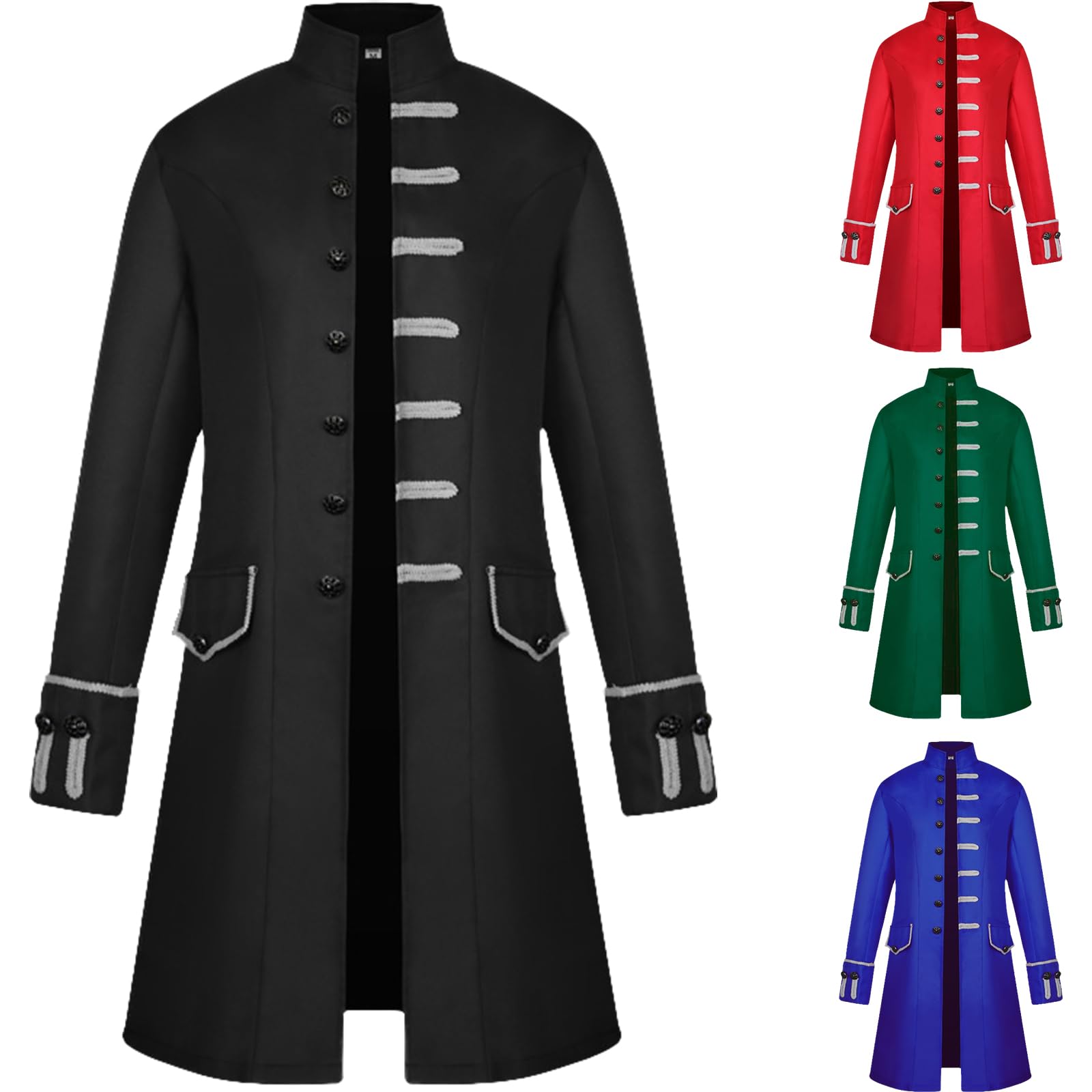 OPAEHJF Cappotto da uomo gotico steampunk medievale vintage abito uniforme costume monopetto trench cappotto autunno casual per feste di Halloween