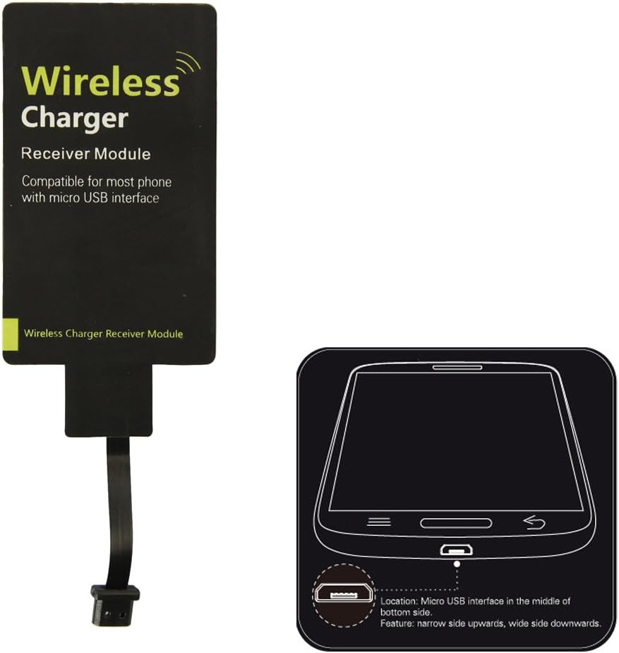 DBPOWER Universal QI Wireless Charging Receiver film for micro-USB of All Android Mobile (middle/narrow-interface Up)