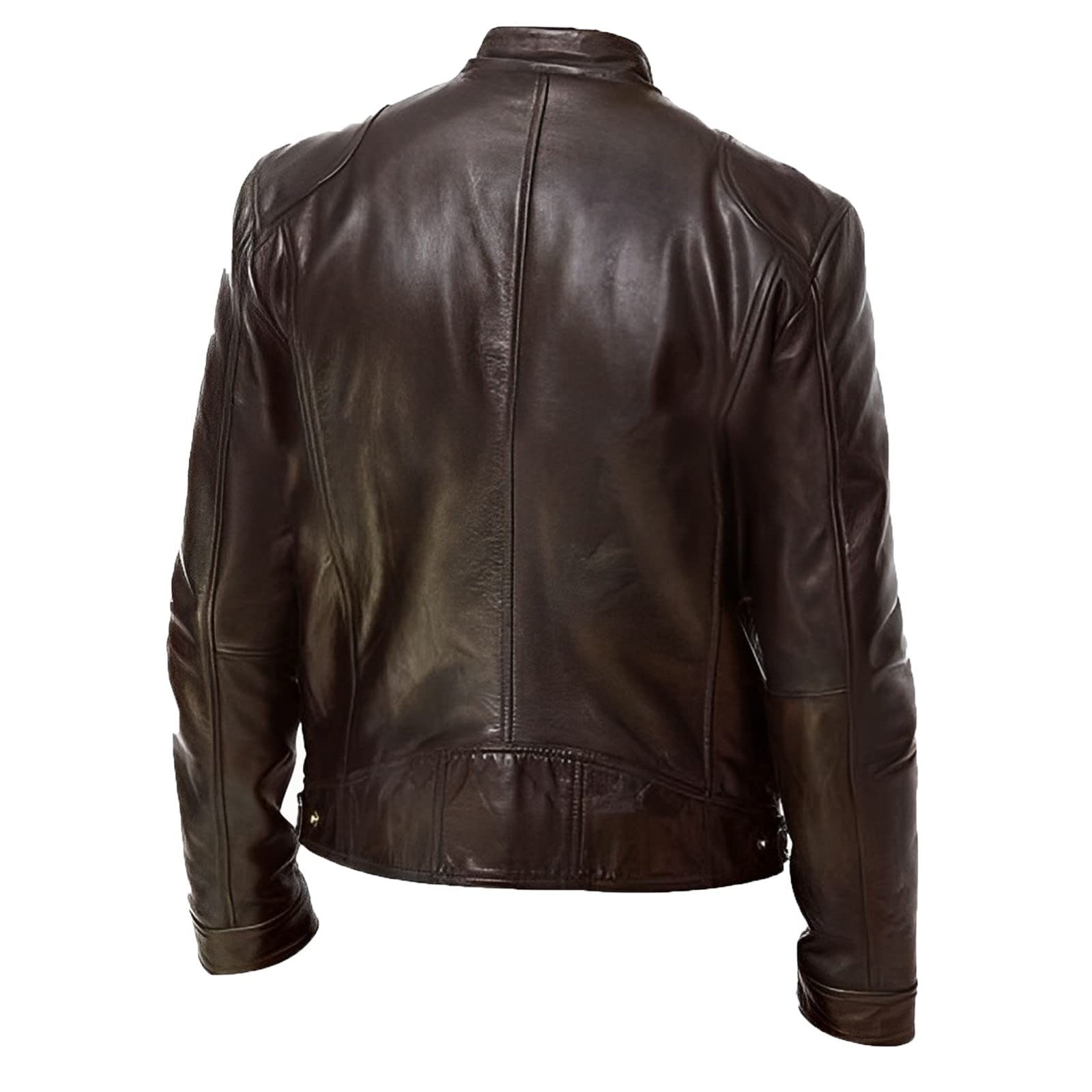 Generisch Laufjacke Herren Atmungsaktiv Reißverschluss Kunstleder Bikerjacke Langarm Jacke Laufsport Herren (Brown, XXXL)