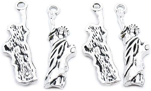Miniatura 1 de Abalorios de plata envejecida de 80 piezas para joyería, suministros de arte, manualidades, bisutería, manualidades VG1A6F, estatua de la libertad