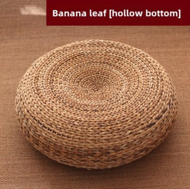 Natural Fiber Floor Cushion - Perfect for Meditation, Yoga, and Relaxation (Banana Leaf Half,Diameter 40 * 40 * Height 15 cm)