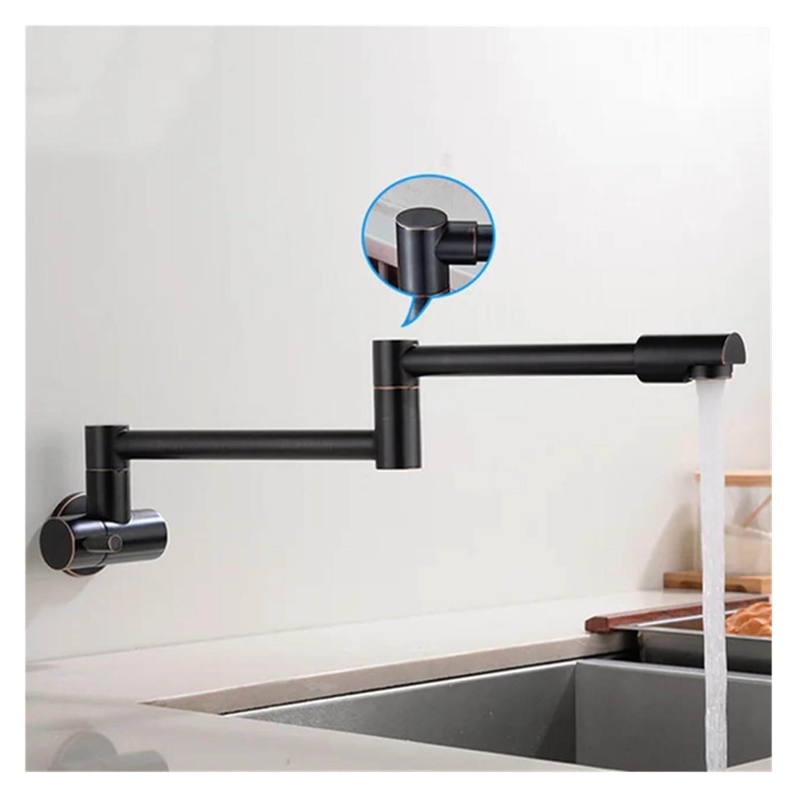 Ewsdsfs Oil Rubbed Bronze A Folding Single Kitchen Faucet Sink Pot Filler Cold Water Wall Mount Tap Brass Faucets Chrome Brushed Nickel Oil Rubbed(Oil Rubbed Bronze A)