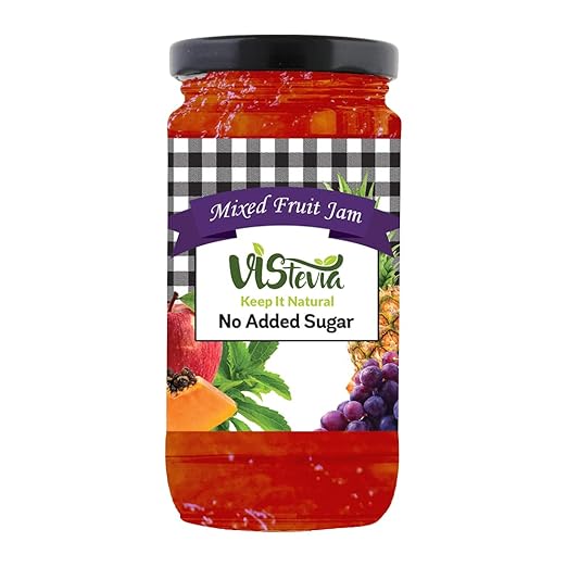 Vistevia Sugar-free Mixed fruit jam (400g) | Diabetic & Keto Friendly | Sweetened with Stevia | 100% natural | More than 60% whole fruit | Tastes delicious