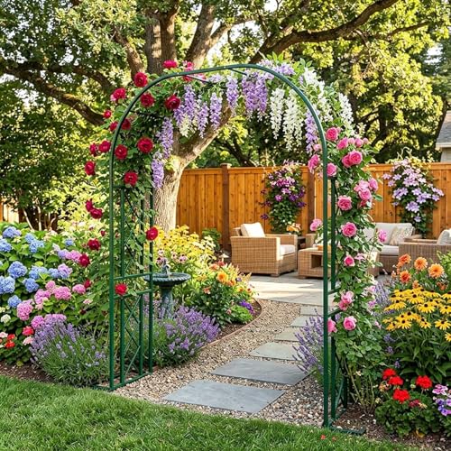 Arche de Jardin, Arche de Mariage, Support à Fleurs en métal Robuste pour Arches de Jardin, Convient aux Plantes grimpantes, Arche de Roses d'extérieur, Arche, Gazebo, Support en Acier, déco